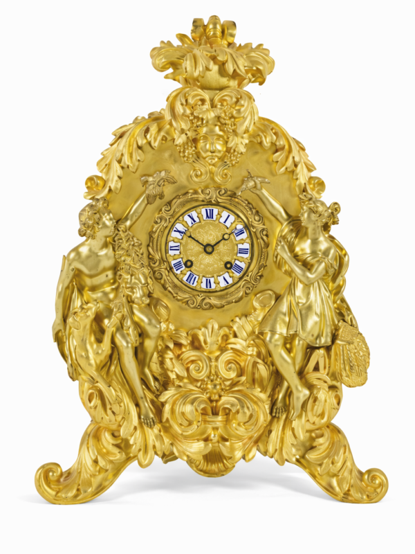 Gilt Bronze mantel French Clock Signed Deniere A Paris, Circa 1850