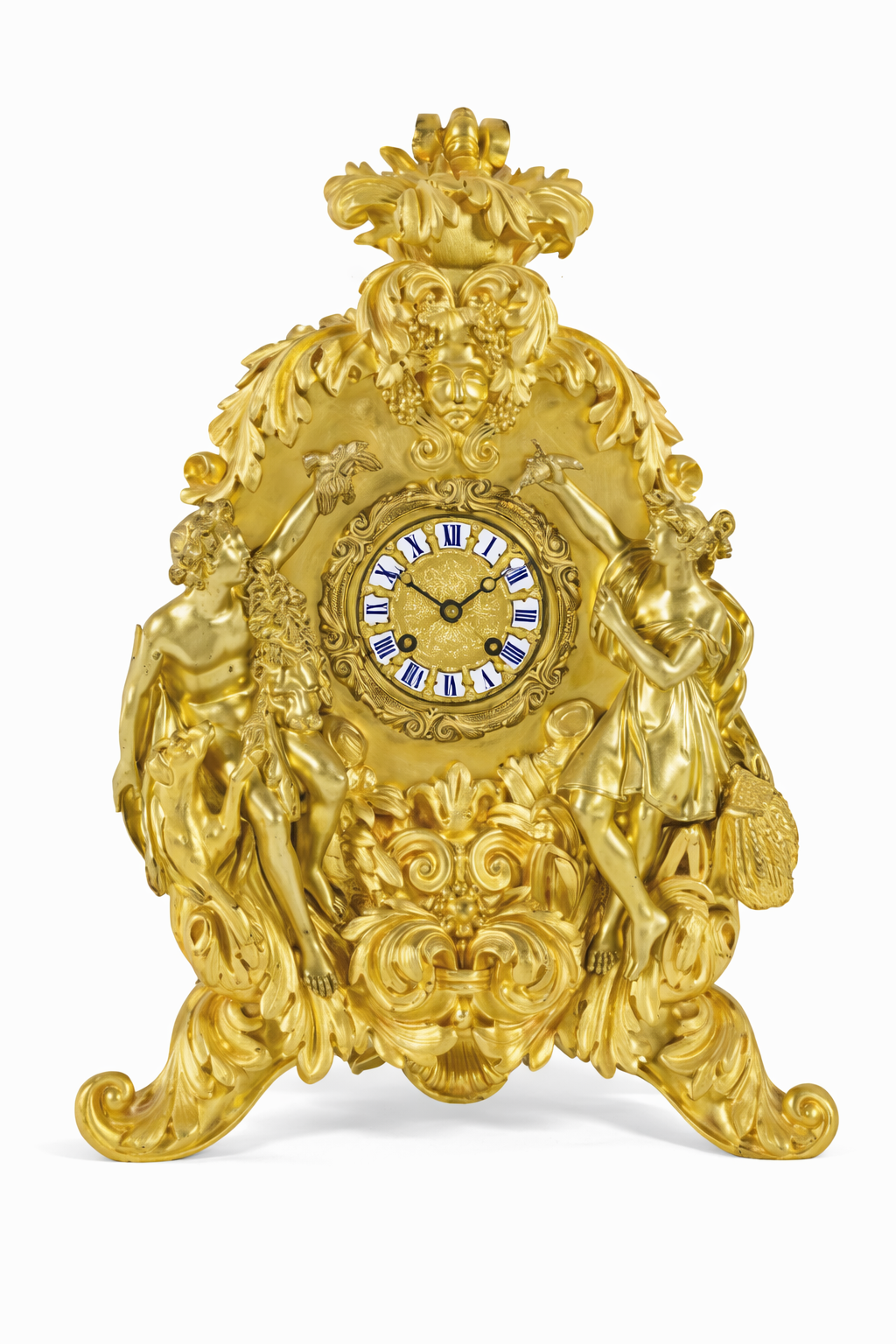 Gilt Bronze mantel French Clock Signed Deniere A Paris, Circa 1850