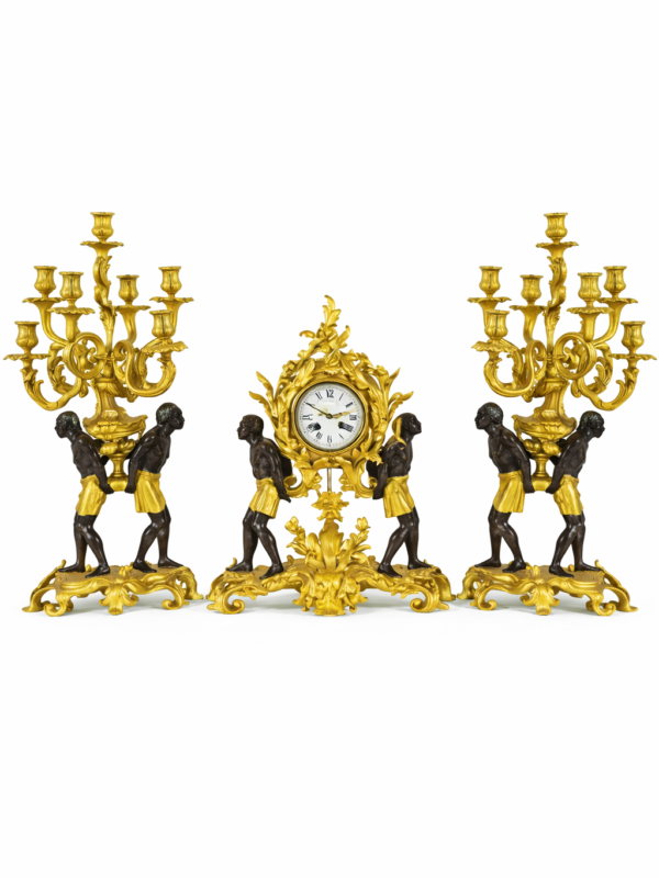 Louis XV-style 'pendule au negre' mantel clock, French 1880