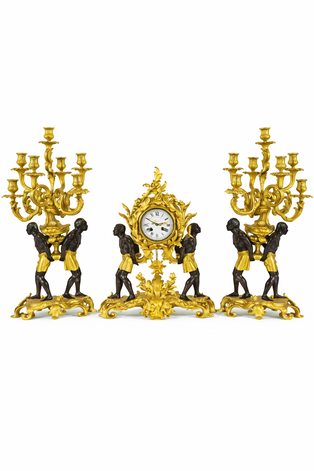 Louis XV-style 'pendule au negre' mantel clock, French 1880