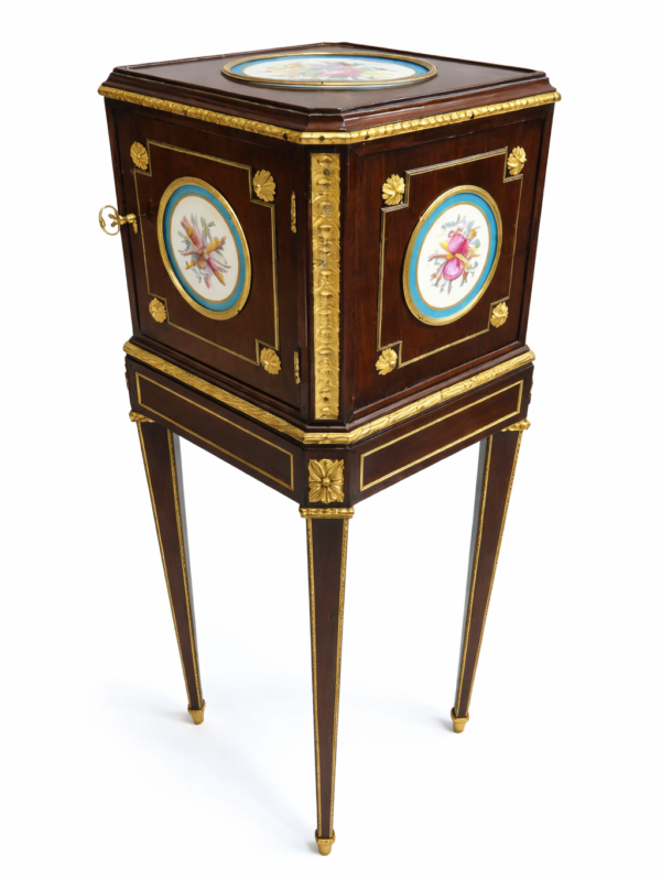 Martin Carlin Gilt Bronze Mounted Sevres Porcelain Inset mahogany Jewelry Cabinet
