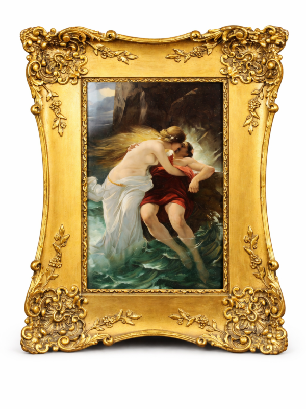 KPM 19th C. German Plaque With two lovers, signed Wagner