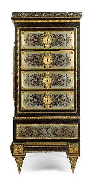 French Louis XIV style gilt bronze mounted pewter French Louis XIV style gilt bronze mounted pewter