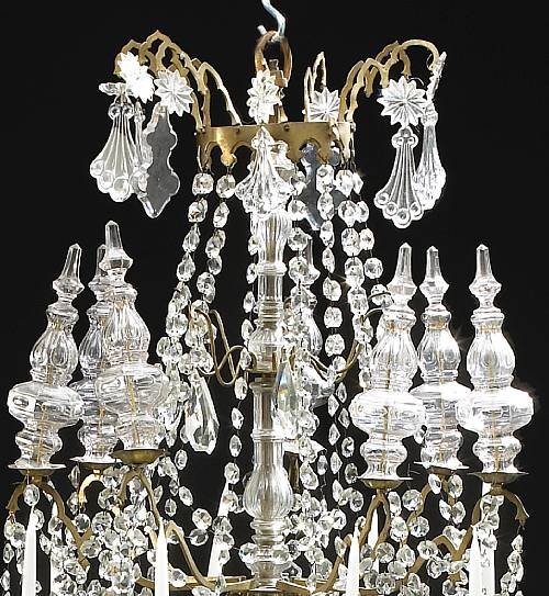 Italian gilt bronze, iron & glass 14-light chandelier Italian gilt bronze, iron & glass 14-light chandelier