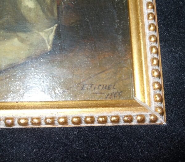 BENJAMIN EUGENE FICHEL, French 1826-1895. Oil on Panel “The Piano Lesson” signed and dated E. Fichel 1866
