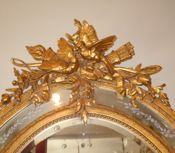 French Louis XVI style Giltwood and engraved Mirror aux Flambeaux, circa 1890