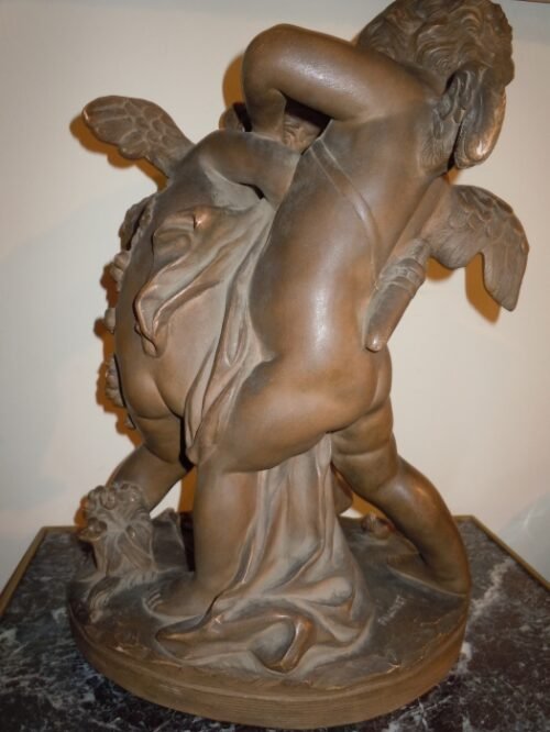 French terracotta figural group deux amours after Etienne Maurice ...