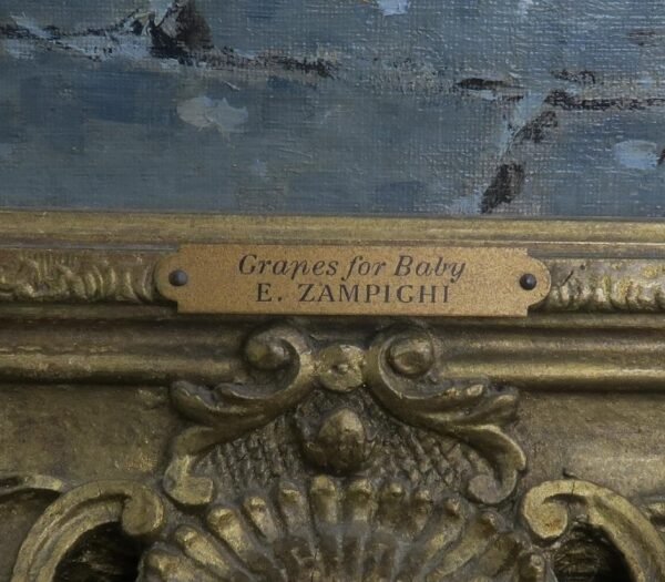 Eugenio Zampighi Italian 1859-1944 "Grapes For The Baby" Signed E. Zampighi oil on canvas