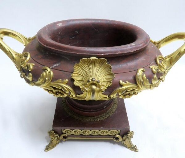 19th C. French Rouge Marble Gilt Dore Bronze Ormolu-Mounted Centerpiece.