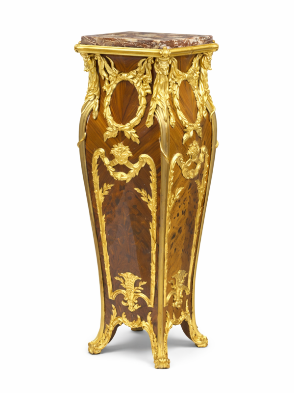 A fine Louis XV style gilt bronze mounted pedestal possibly Francois Linke