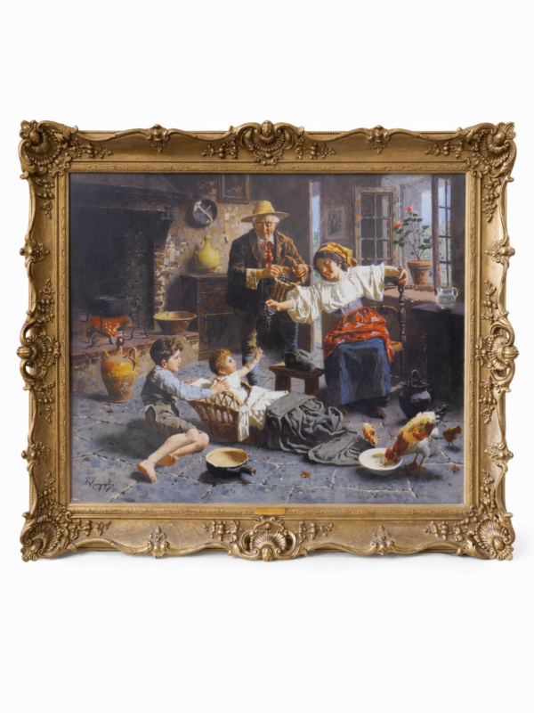 Eugenio Zampighi Italian 1859-1944 "Grapes For The Baby" Signed E. Zampighi oil on canvas