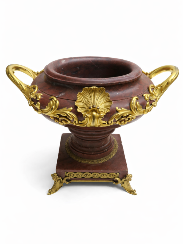 19th C. French Rouge Marble Gilt Dore Bronze Ormolu-Mounted Centerpiece.