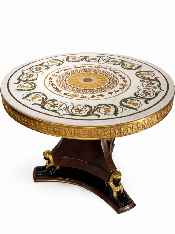 Thomire a Paris,Fine quality French empire gilt and patinated bronze mahogany and specimen marble table de milieu