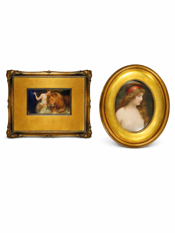 Berlin porcelain plaques of Miniature Framed Portraits signed Wagner