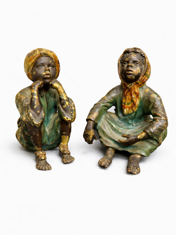 Pair of Bergman Vienna Bronze Painted Figures of childrens, Franz Bergman, circa 1900