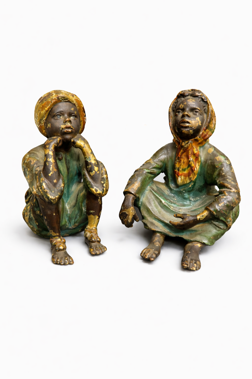 Pair of Bergman Vienna Bronze Painted Figures of childrens, Franz Bergman, circa 1900