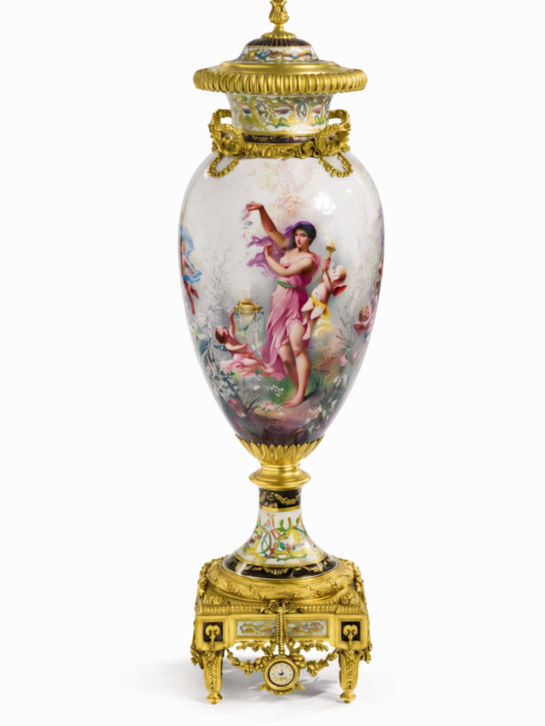 An exceptionally fine gilt bronze mounted sevres porcelain vase "The Four Elements" signed C.Labarre MS, bronzes marked JM. circa 1860