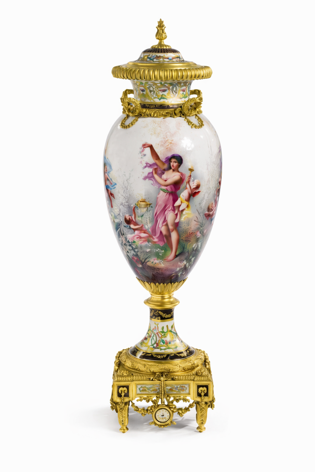 An exceptionally fine gilt bronze mounted sevres porcelain vase "The Four Elements" signed C.Labarre MS, bronzes marked JM. circa 1860