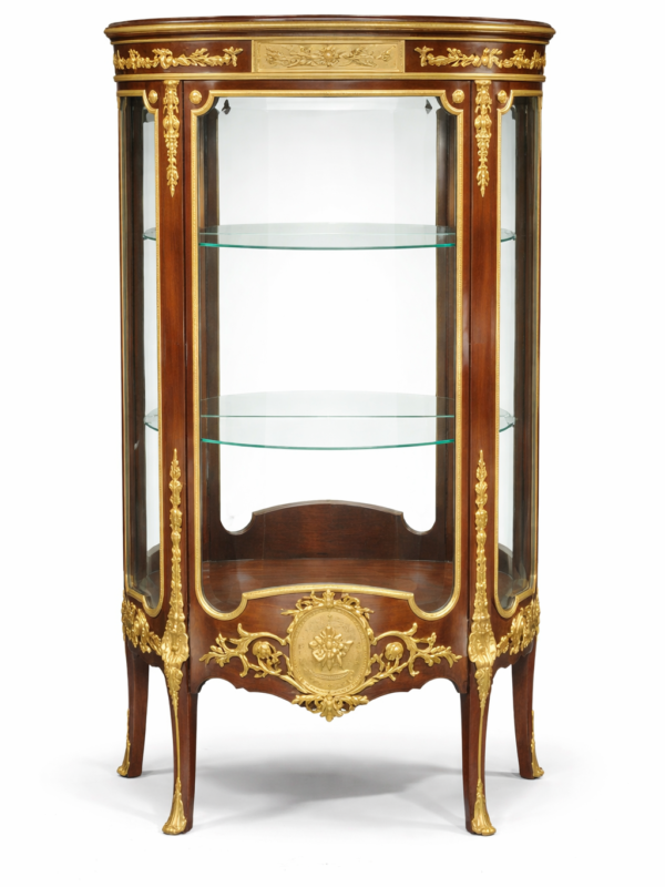 French Louis XVI style gilt bronze mounted mahogany vitrine