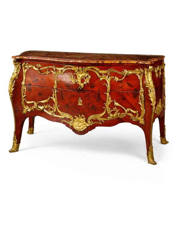 French commode gilt-metal mounted marquetry inlaid mahogany in the style of Louis XV