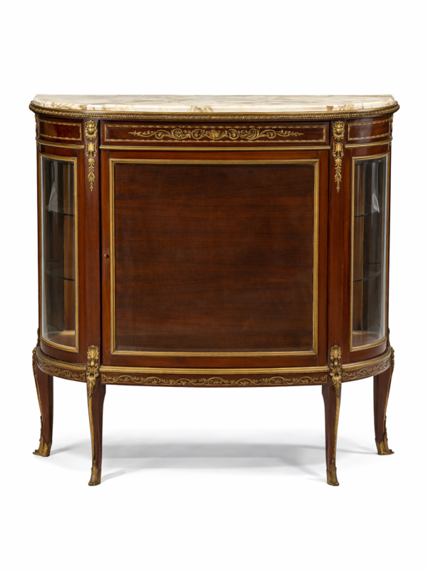 French Louis XVI style gilt bronze mounted mahogany vitrine cabinet