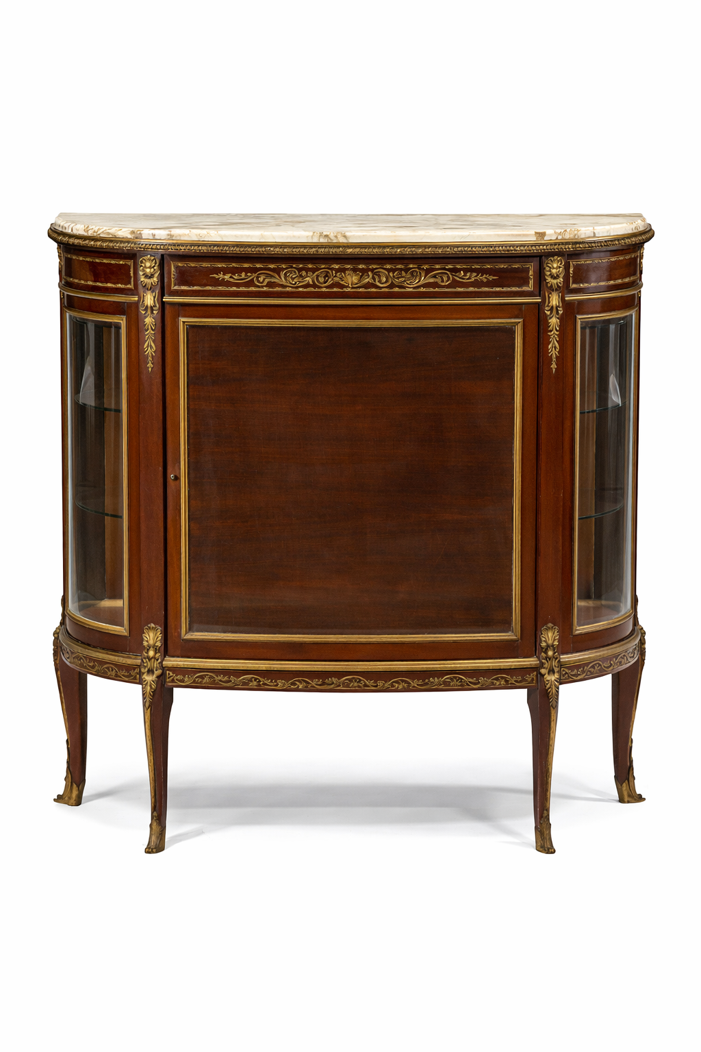 French Louis XVI style gilt bronze mounted mahogany vitrine cabinet