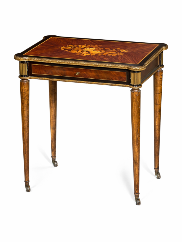 French Directoire style gilt bronze mounted marquetry inlaid kingwood coiffeuse