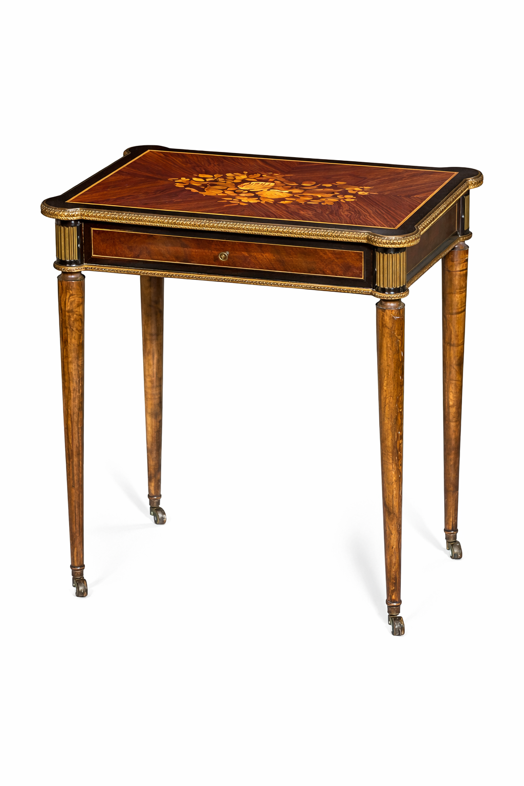 French Directoire style gilt bronze mounted marquetry inlaid kingwood coiffeuse