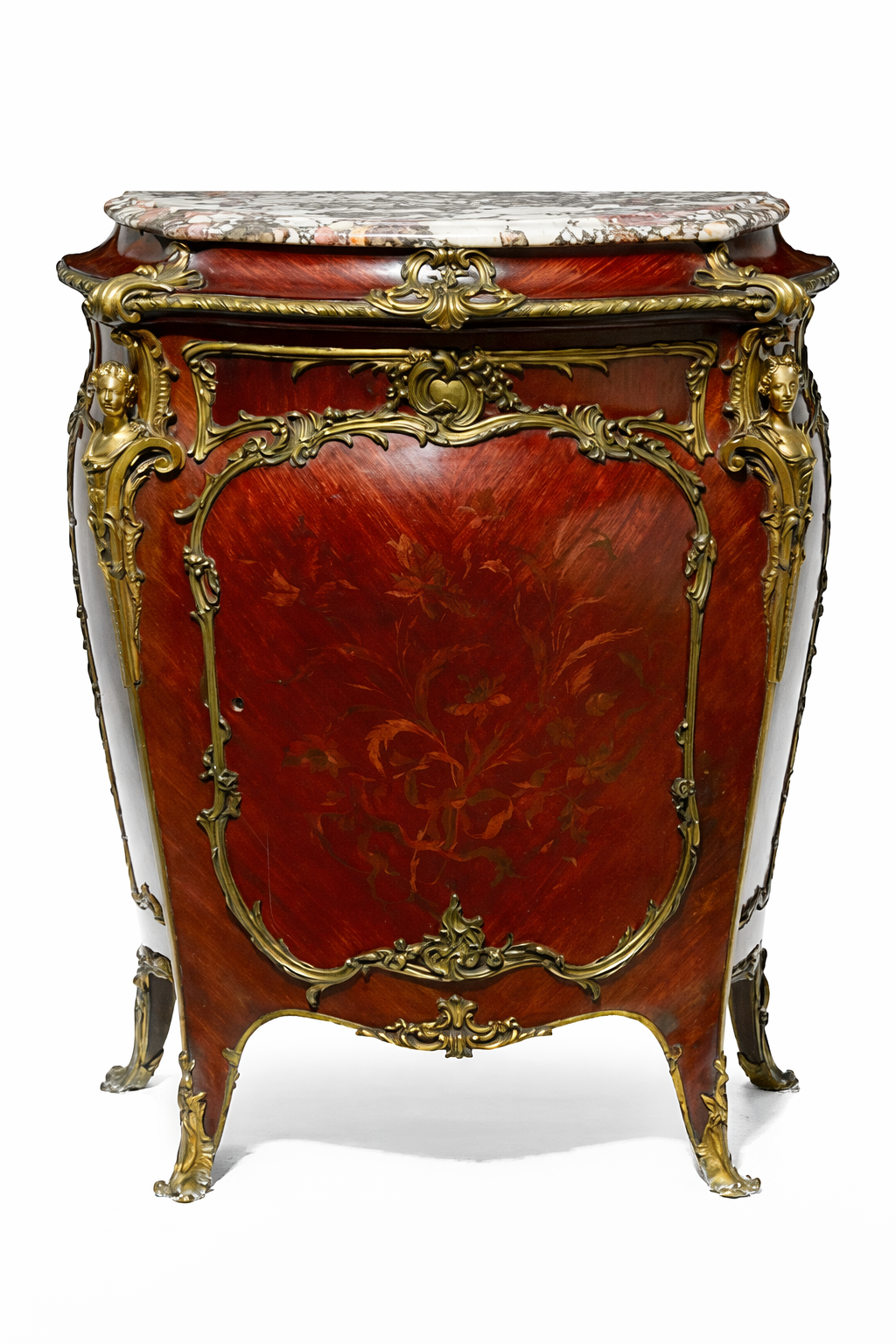 Zwiener Joseph Emmanuel, Louis XV style gilt-bronze marquetry inlaid walnut meuble d'appui