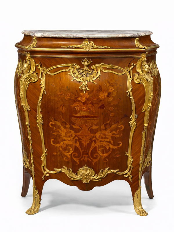 FRANCOIS LINKE Louis XV style gilt bronze mounted marquetry inlaid meuble d'appui,