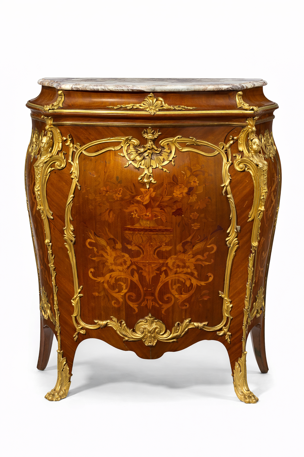FRANCOIS LINKE Louis XV style gilt bronze mounted marquetry inlaid meuble d'appui,