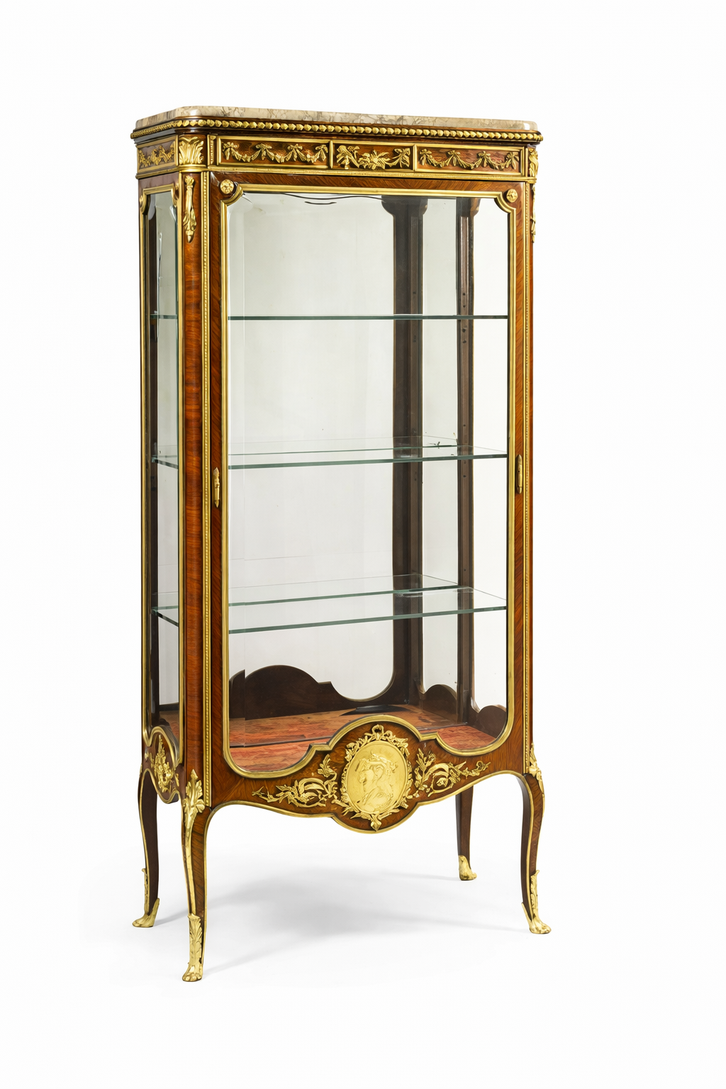 Francois Linke 1855-1946, Gilt Bronze Mounted Kingwood Vitrine with marble top