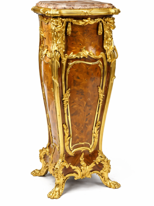 A Louis XV style gilt bronze mounted pedestal