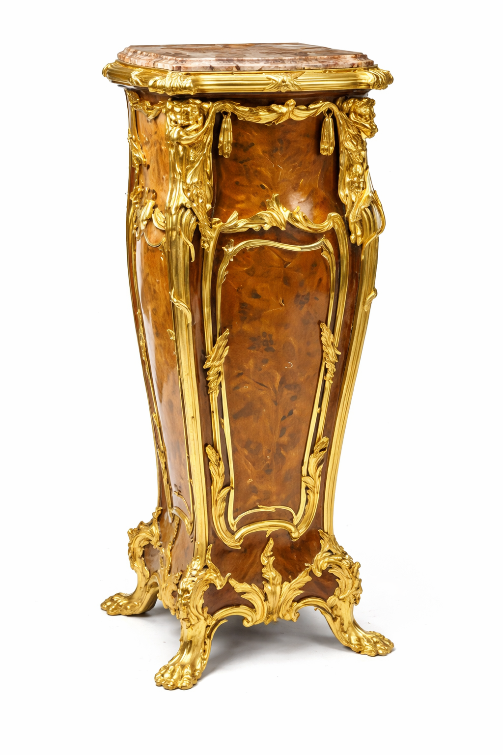 A Louis XV style gilt bronze mounted pedestal
