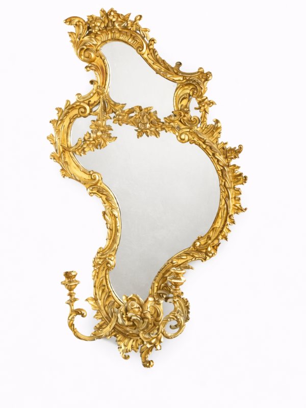 Continental Rococo style carved giltwood and gesso girandole