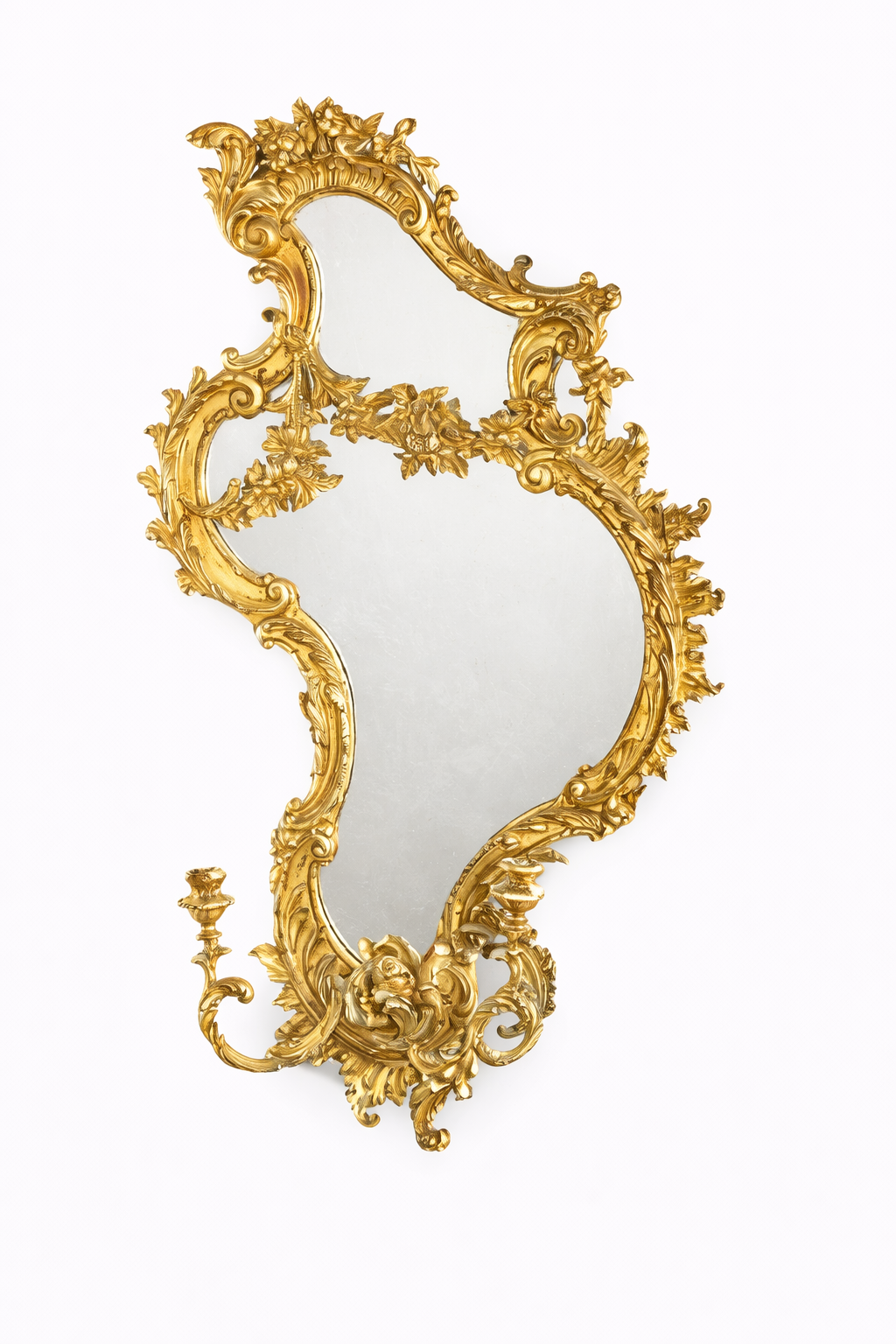 Continental Rococo style carved giltwood and gesso girandole