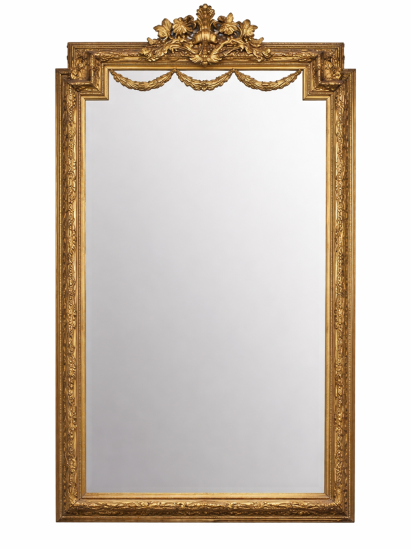 French Monumental Louis xvi style Gilt-wood Mirror Circa 1890