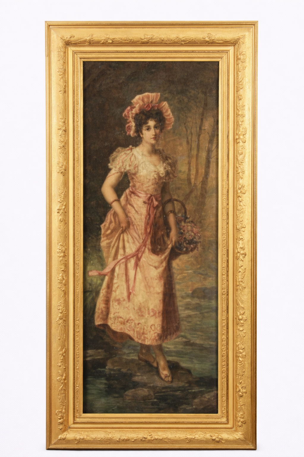 Hans Zatzka Oil on Canvas on Gold Leaf Frame Signed by Hans Zatzka, circa 1920