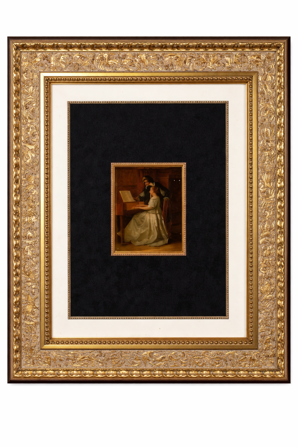 BENJAMIN EUGENE FICHEL, French 1826-1895. Oil on Panel “The Piano Lesson” signed and dated E. Fichel 1866