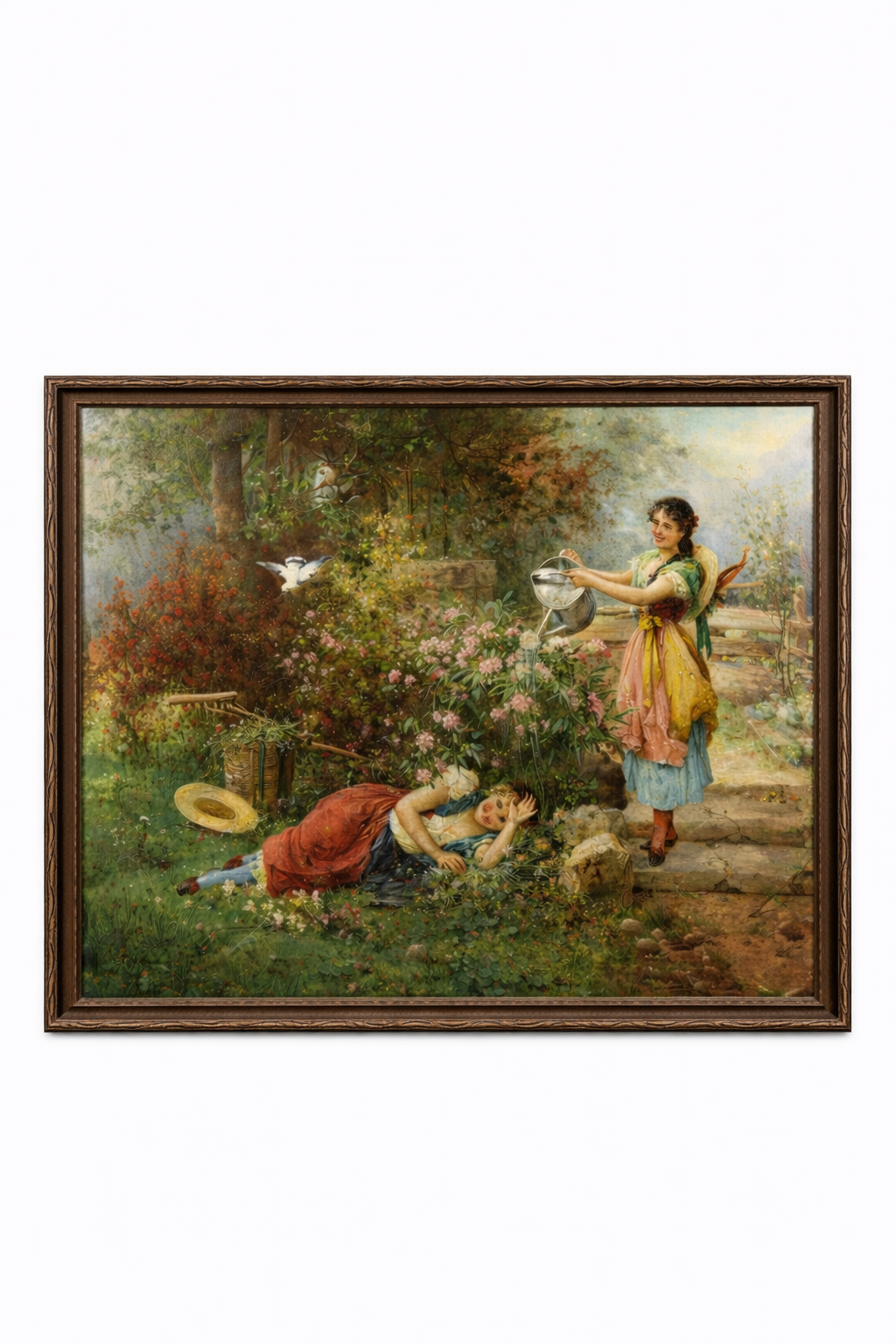 Hans Zatzka 1959-1949 "Maidens in garden”, Oil on canvas, Austrian, Circa 1910