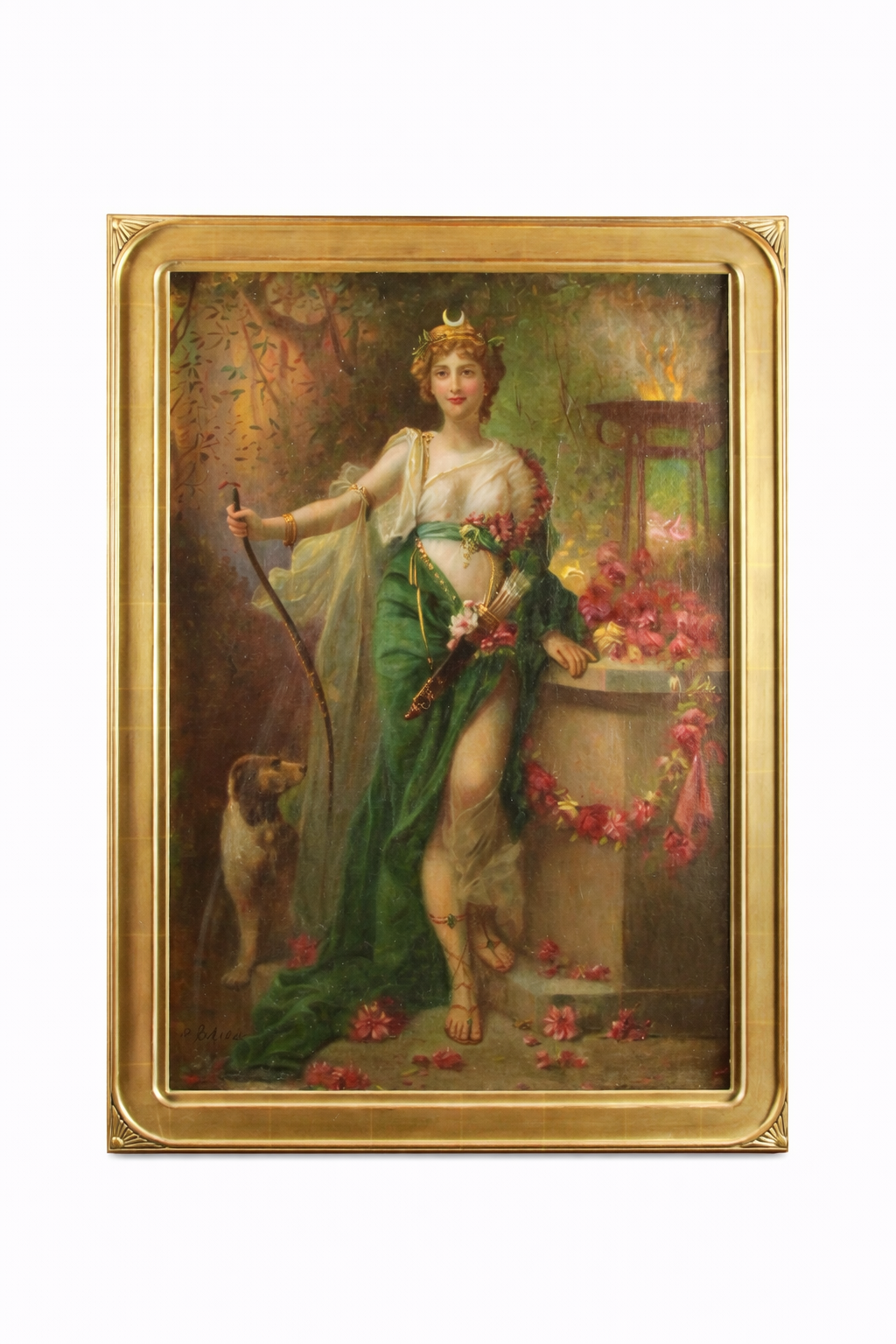 Hans Zatzka Austrian 1859-1949 DIANA THE HUNTRESS oil on canvas, Circa 1900