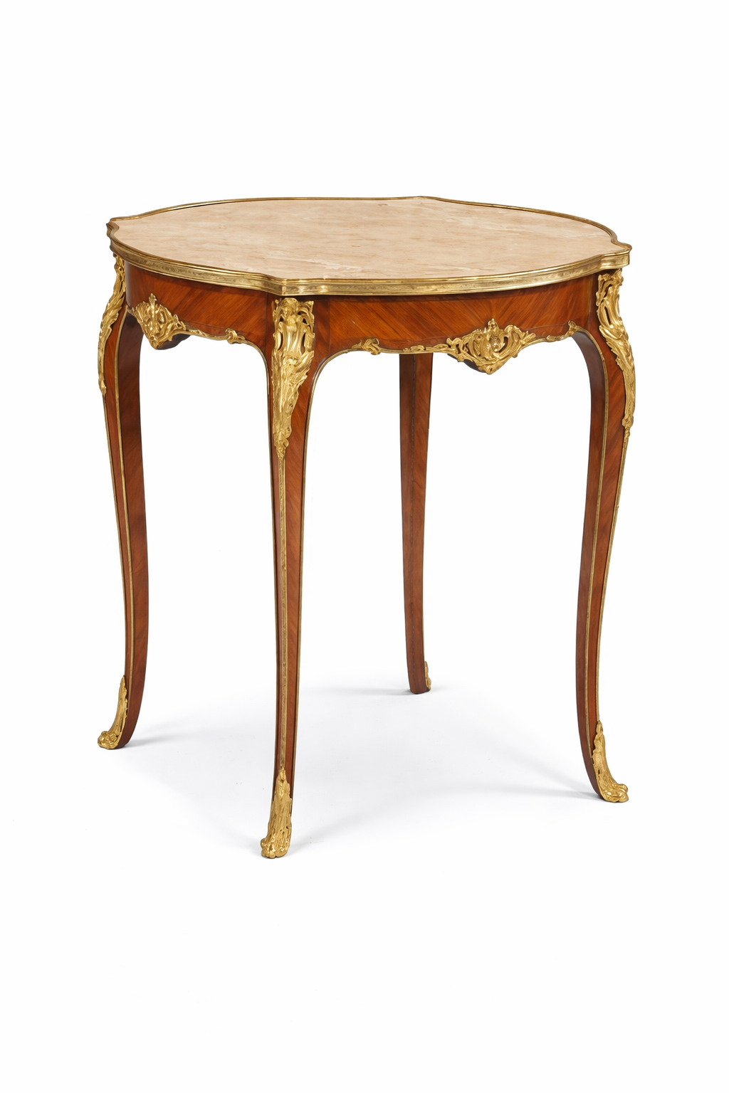 French Louis XV style gilt bronze mounted parquetry table de milieu