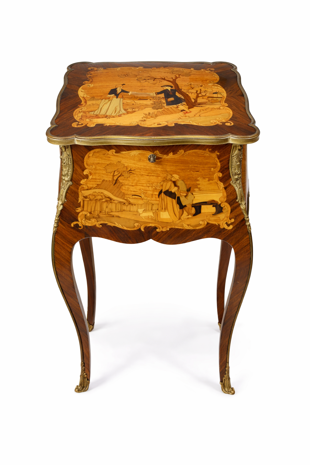Austrian Louis XV style Small Working table,gilt bronze Mounted Marquetery