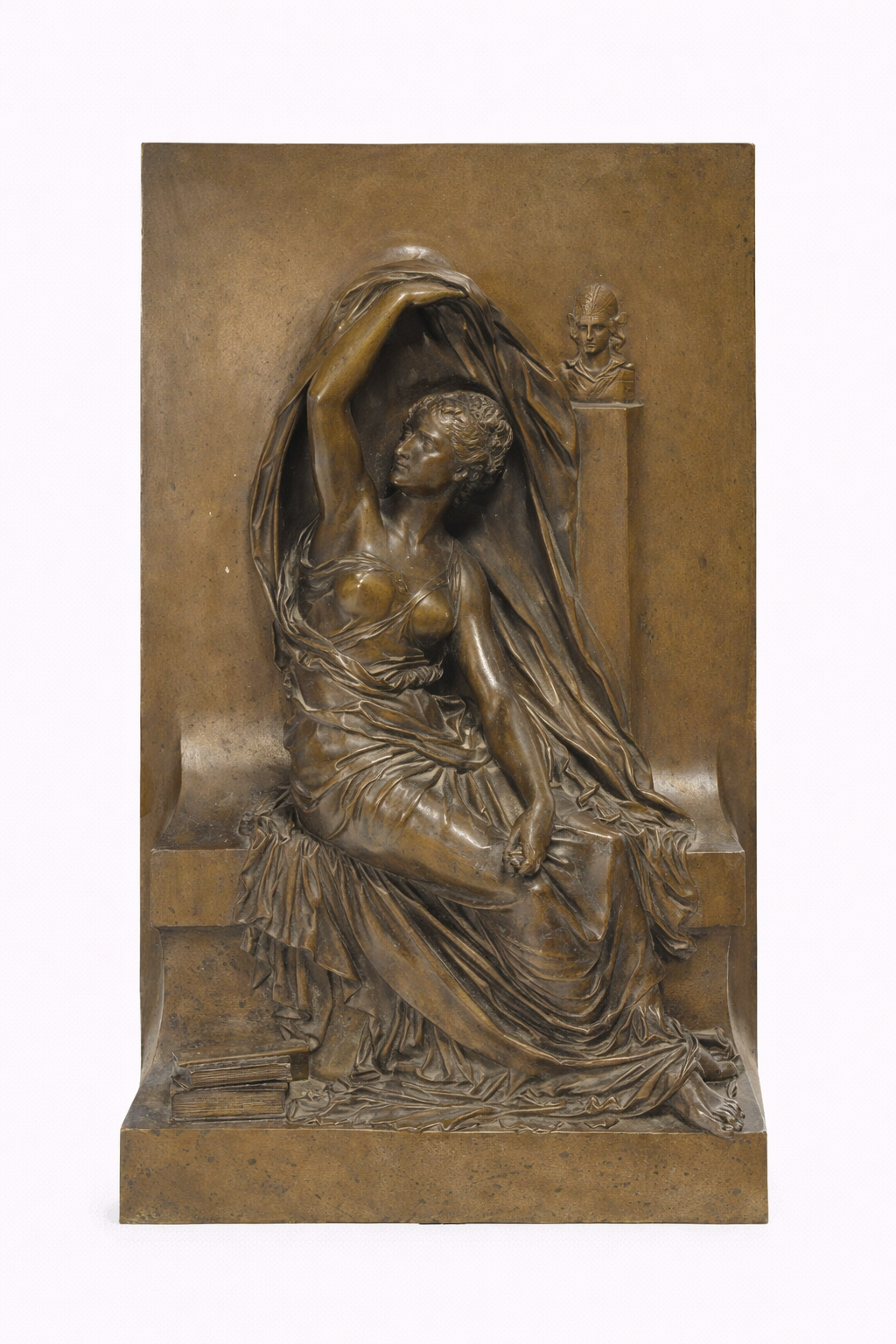 Henri-Michel-Antoine Chapu,French 1833-1891.Patinated Bronze relief decorated Panel