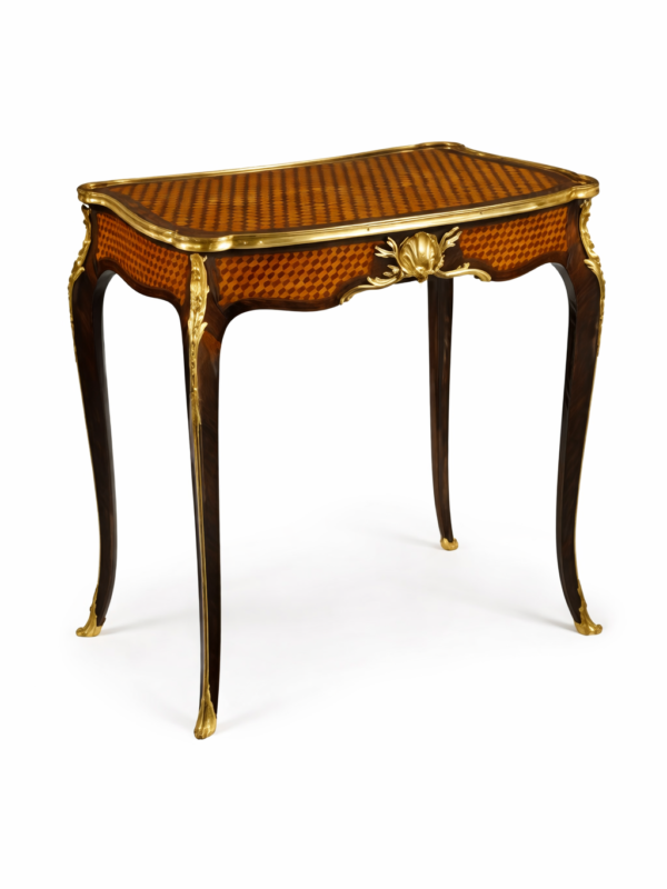 Francois Linke 1855-1946.Louis XV style Gilt Bronze mounted Kingwood and Cube Parquetery table