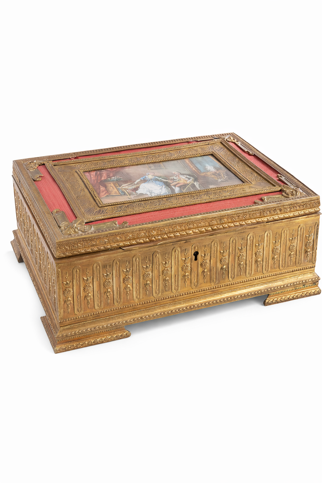 FRENCH DORÉ BRONZE AND ENAMELED DRESSER BOX