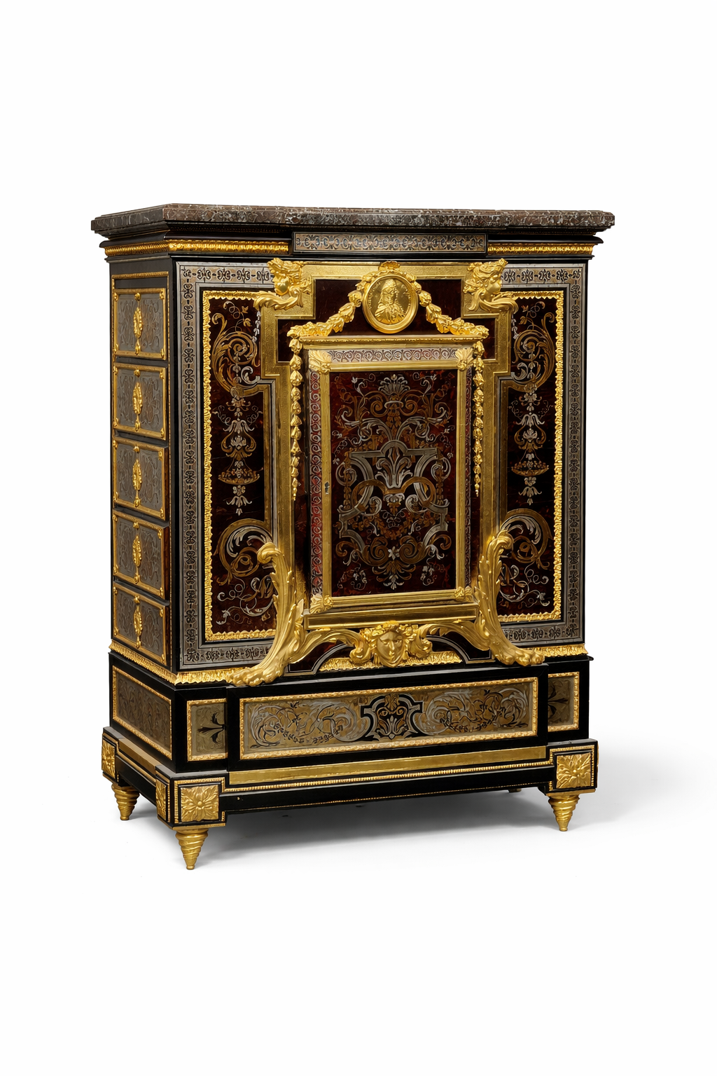 French Louis XIV style gilt bronze mounted pewter