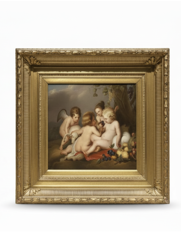 Large KPM Porcelain plaque after Reubens with original late 19th Century frame