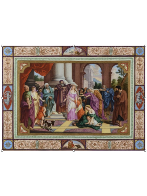 K P M Gigantic,spectacular porcelain plaque depicting The Solomon Judment,signed by J.G.SACHE circa 1890