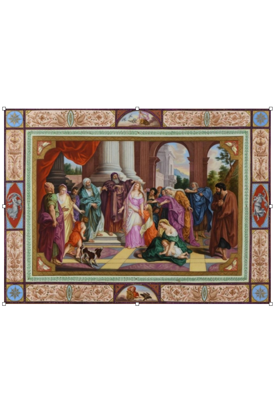 K P M Gigantic,spectacular porcelain plaque depicting The Solomon Judment,signed by J.G.SACHE circa 1890